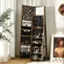 Left. Costway - 360Degree Rotatable Jewelry Cabinet Armoire 2-in-1 Lockable Mirrored Coffee - Coffee.