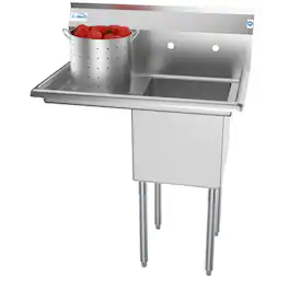 Koolmore - 33 in. One Compartment Sink with Drainboard, Bowl Size 15"x 15"x 12" SA151512-15L3 - Stainless Steel