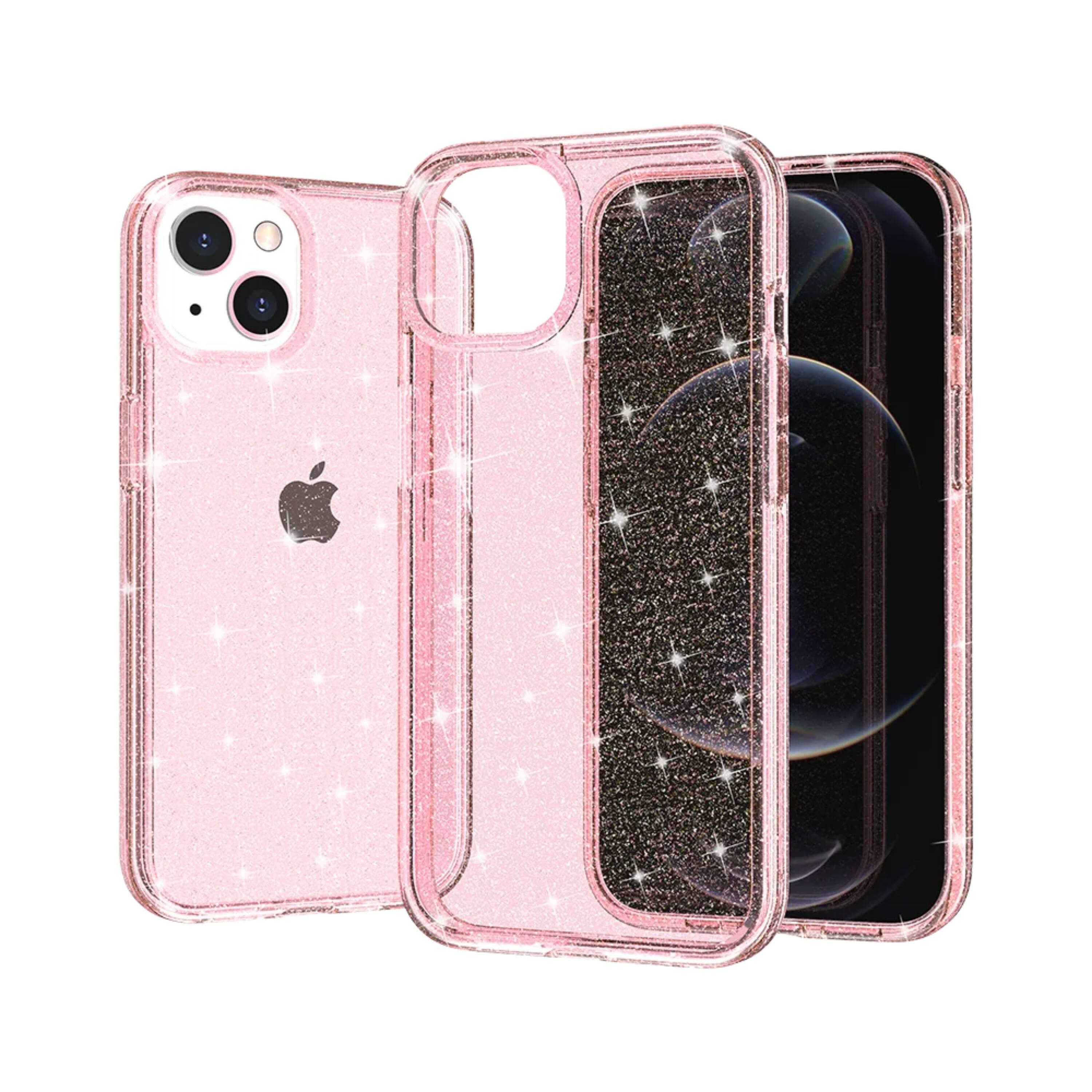 Front. Kitcheniva - Ultra Thick 3mm Glitter Translucent Phone Case For iPhone 14 Pro Max Pink - Pink.