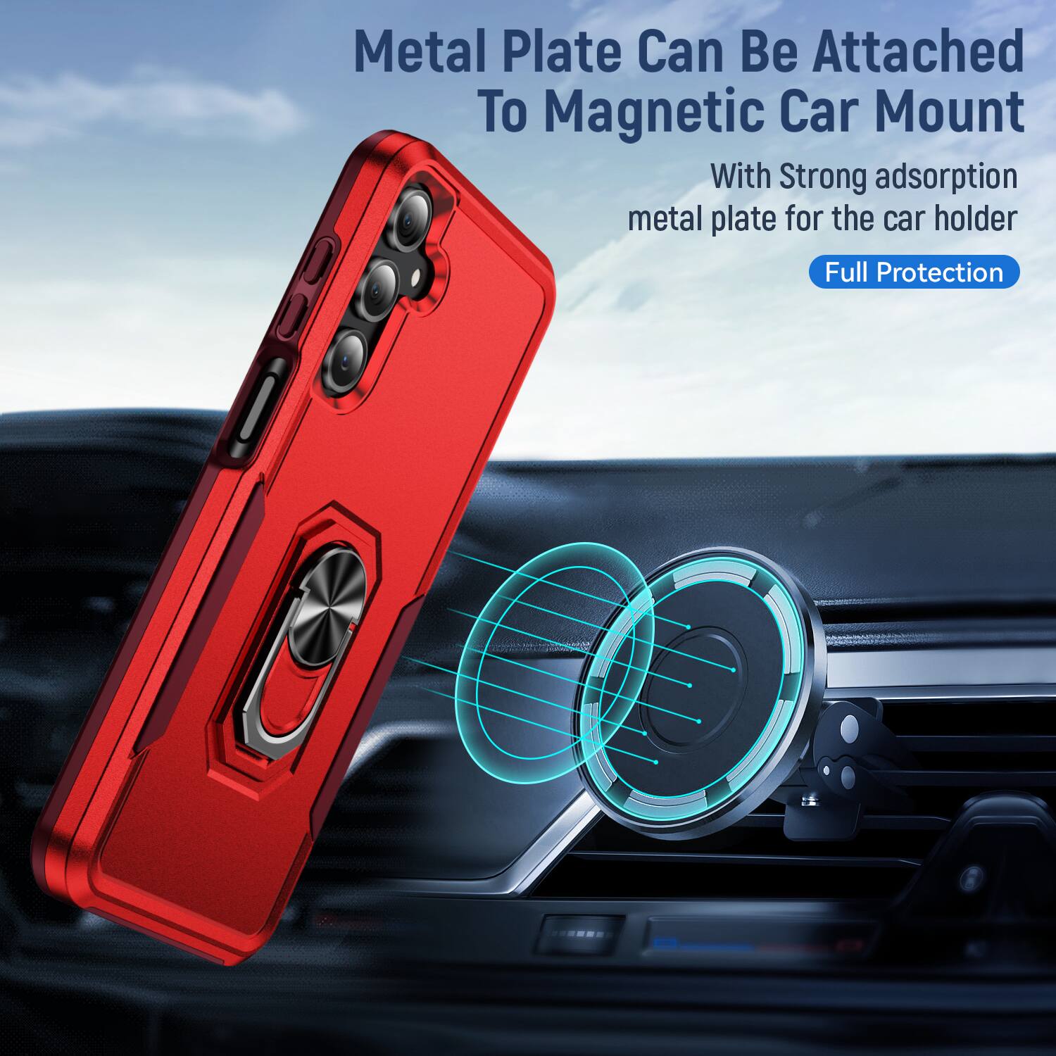 Metal Plate Can Be Attached To Magnetic Car Mount

With Strong adsorption metal plate for the car holder

Full Protection