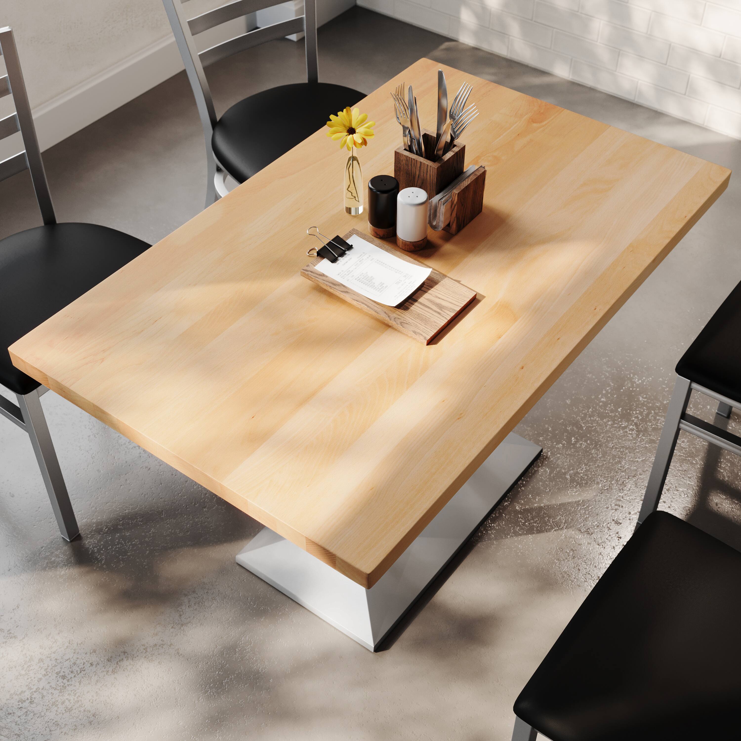 Alt View 3. Flash Furniture - Bennett 30" x 48" Solid Wood Indoor Tabletop in Natural with 27" x 15" Silver Double Column Dining Height Table Base - Natural.