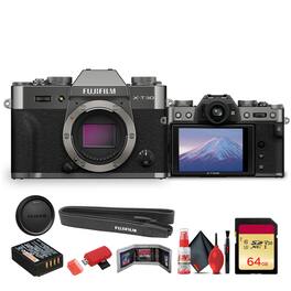 Fujifilm - X-T30 III Mirrorless Camera (Charcoal Silver) Bundle With 64GB Memory Card
