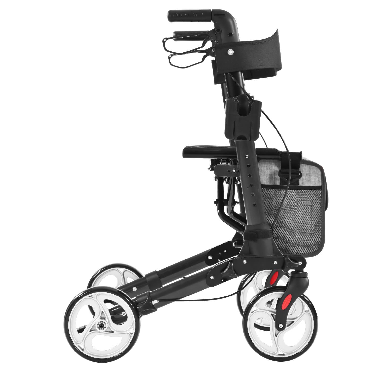 Back. Metro Mobility - M931 Rollator Walker with Seat for Seniors, Foldable Rolling Walking, 8" Wheels for All Terrain, 300 lb Capacity - Black.