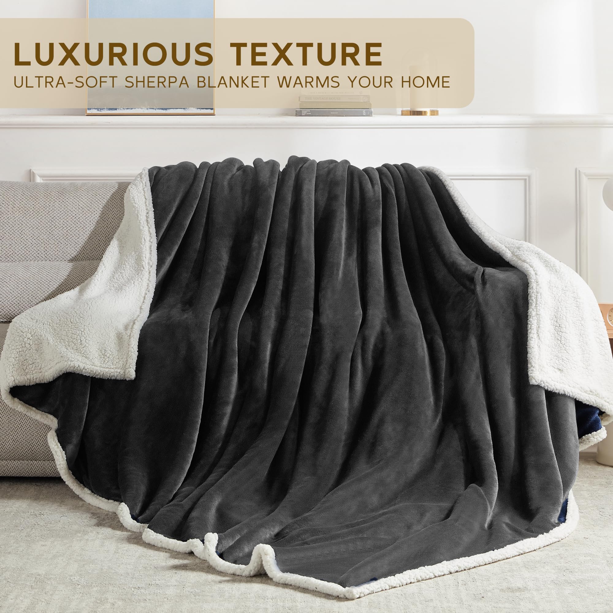 LUXURIOUS TEXTURE  
ULTRA-SOFT SHERPA BLANKET WARMS YOUR HOME