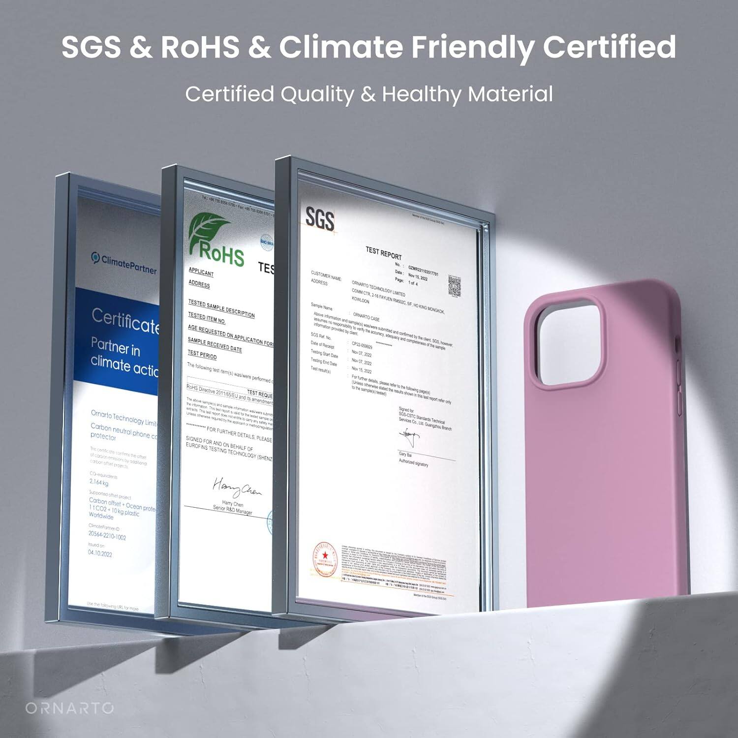 SGS & ROHS & Climate Friendly Certified
Certified Quality & Healthy Material
ClimatePartner
ROHS TES APPLICANT ADDRESS
TESTED SAMPLE DESCRIPTION
CERTIFICATE REQUESTED FOR APPLICATION FOR
SAMPLE ID
CATEGORY
TEST PERIOD
Partner in climate actic
Omario Technology Lini Carson neuto
FOR protector phone
TURTHER DITALE D SINS PUIAA SO ANe EUROH M
EA TEXTING - TECHNOSG
SHENZ
3.164kg Cartion Hangan Fem I ttet Coeon Cen 1009
protect Jew I 10kg protic Mese Wonowide
- 30544-2215-1900 - DA10.3007
SGS TEST REPORT
SPINE
REA 14 T an
Saro
MNAR
smuns
ORNARTO