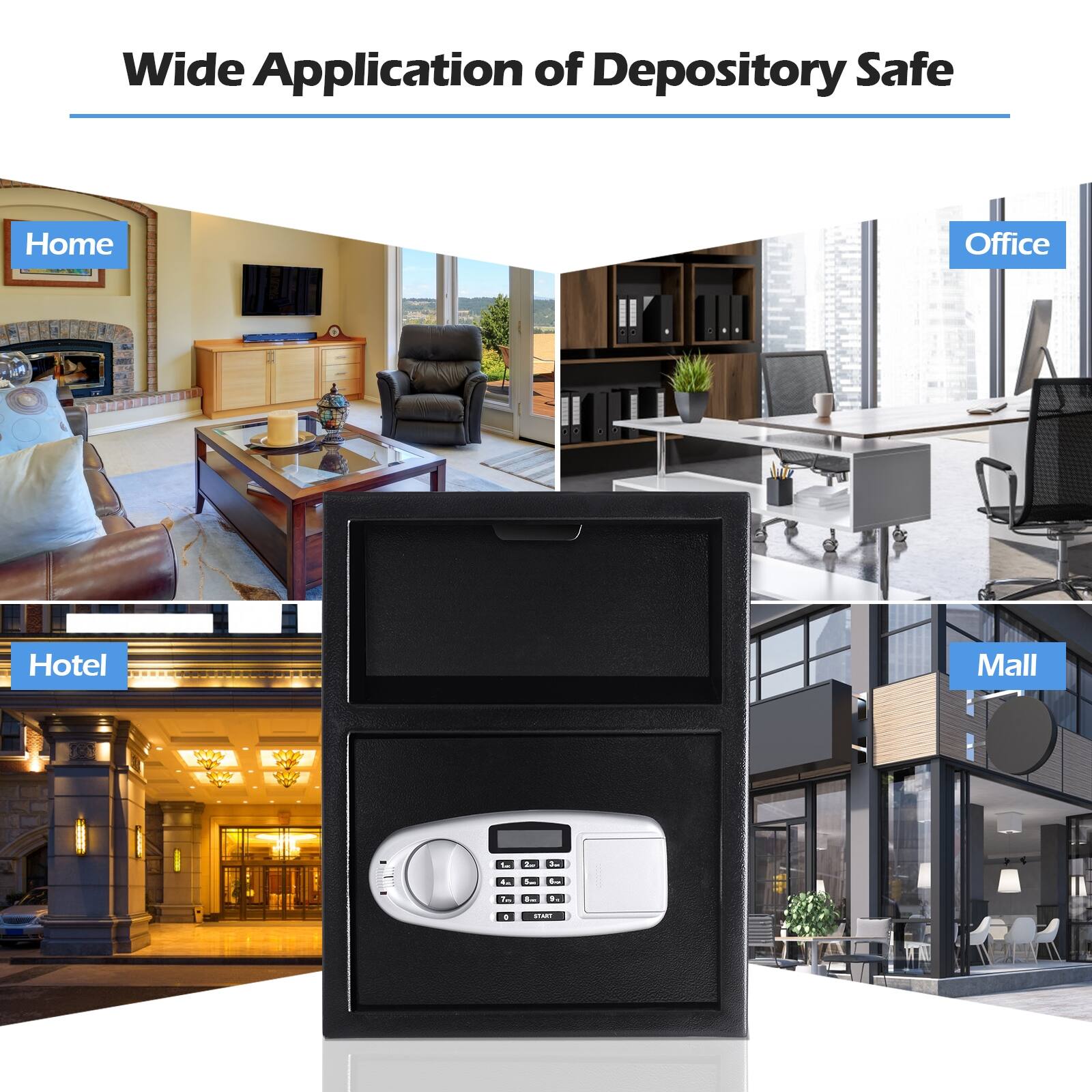 Wide Application of Depository Safe

- Home
- Office
- Hotel
- Mall
