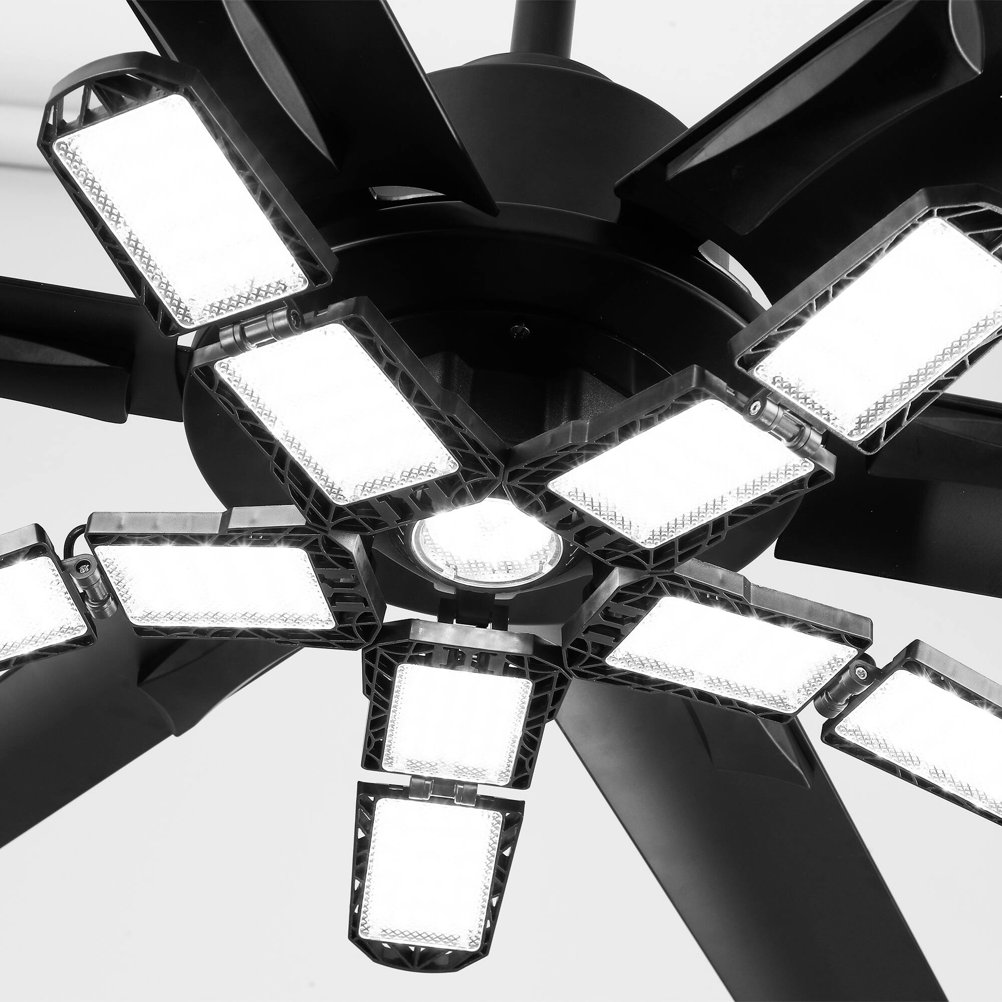 Alt View 9. Parrot Uncle - 84''Black Industrial HVLS Large Ceiling Fan with Foldable LED and Remote Control - Black.