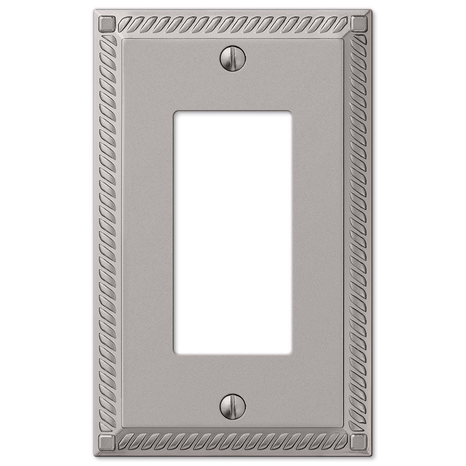 Angle. AMERELLE - Amerelle Georgian Satin Nickel 1 gang Die-Cast Metal Decorator Wall Plate 1 pk - Nickel.