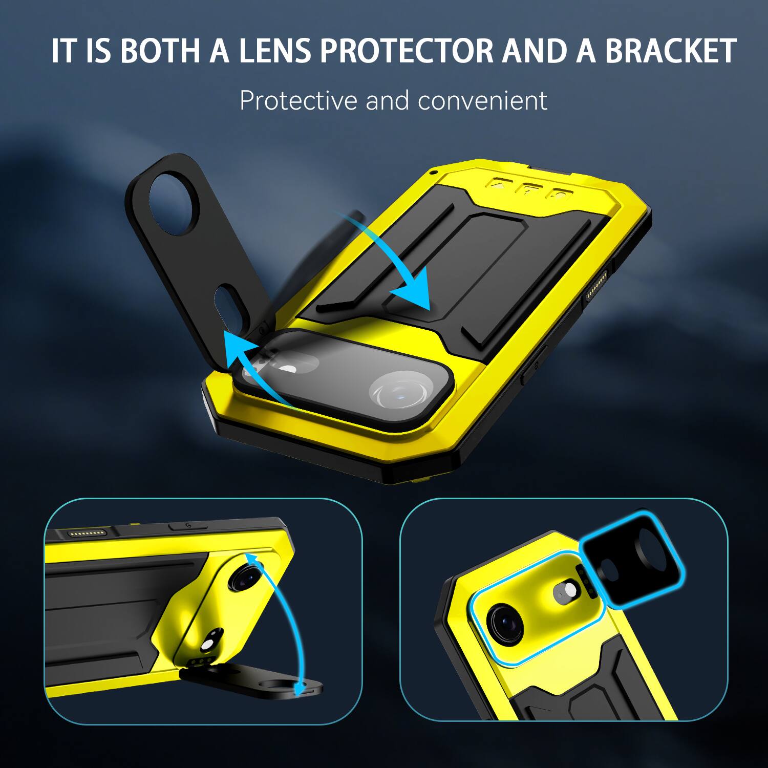 IT IS BOTH A LENS PROTECTOR AND A BRACKET  
Protective and convenient
