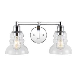 Jonathan Y - Manhattan Vintage 18.5" 2-Light Metal/Glass Industrial Rustic LED Vanity - Chrome