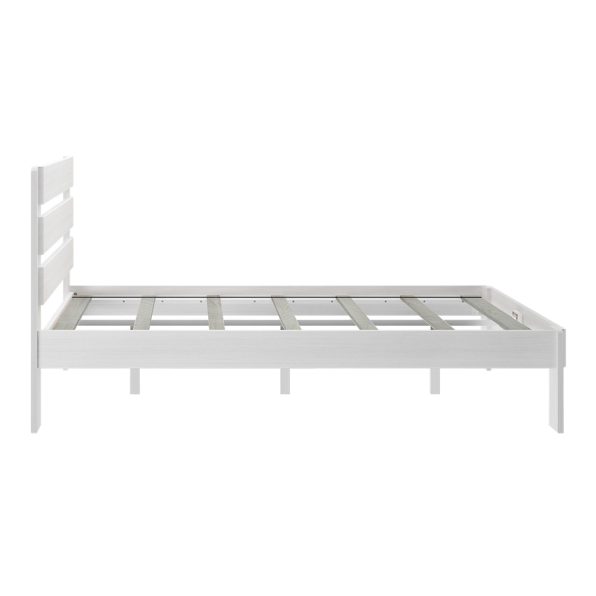 Alt View 3. Plank+Beam - Farmhouse Queen Bed with Plank Headboard, White Wash - White Wash.