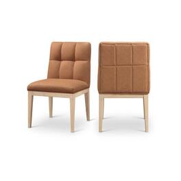 Meridian Furniture - Adrian Cognac Vegan Leather Dining Side Chair, Set of 2 - Brown