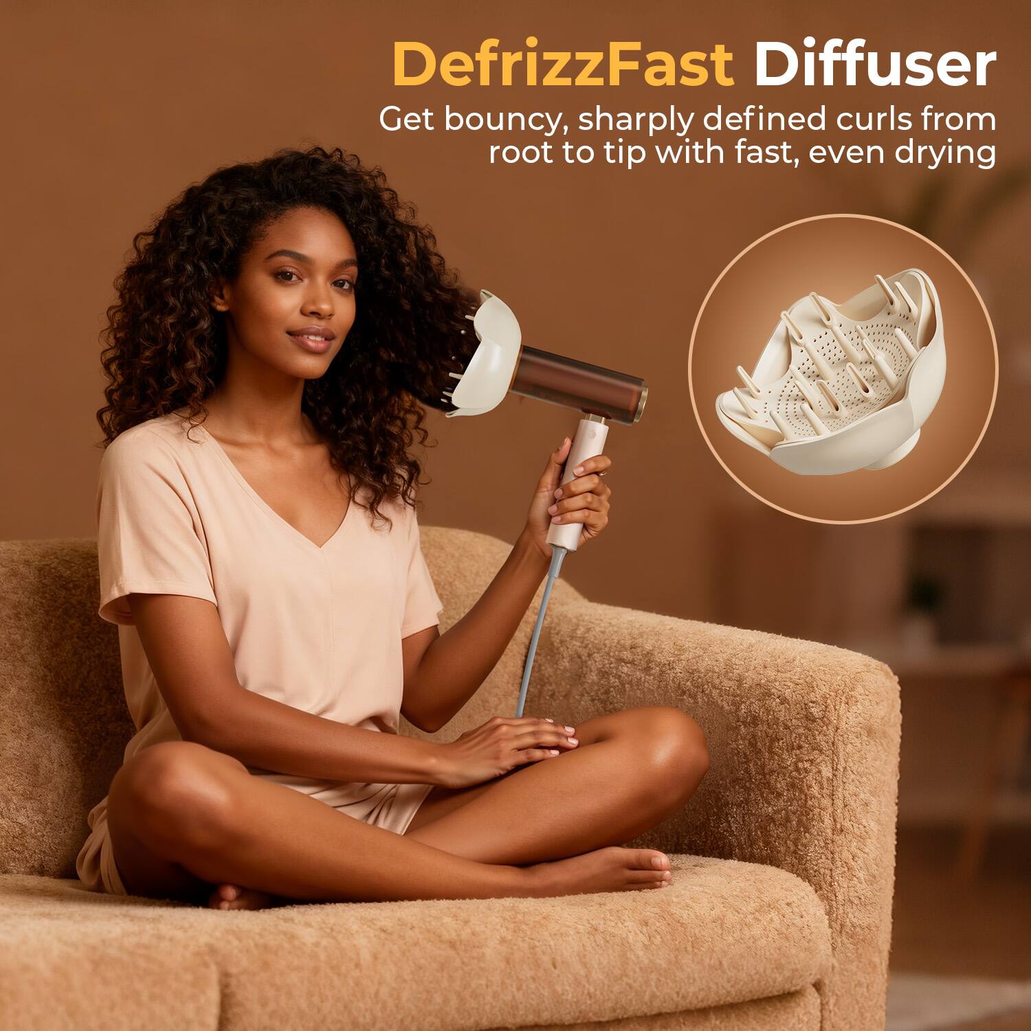 DefrizzFast Diffuser  
Get bouncy, sharply defined curls from root to tip with fast, even drying