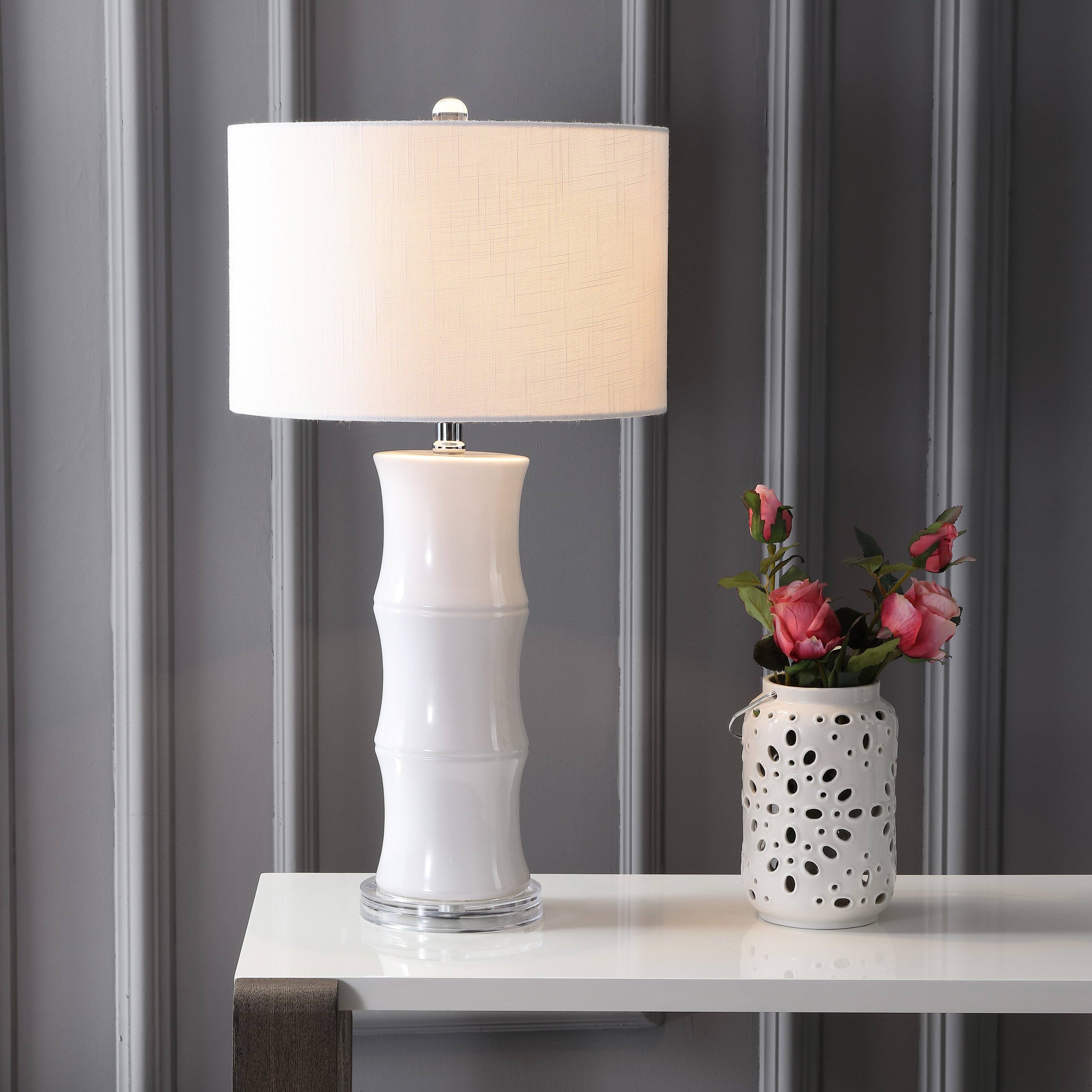 Alt View 1. Jonathan Y - Tiki 26.5" Ceramic LED Table Lamp, White - White.
