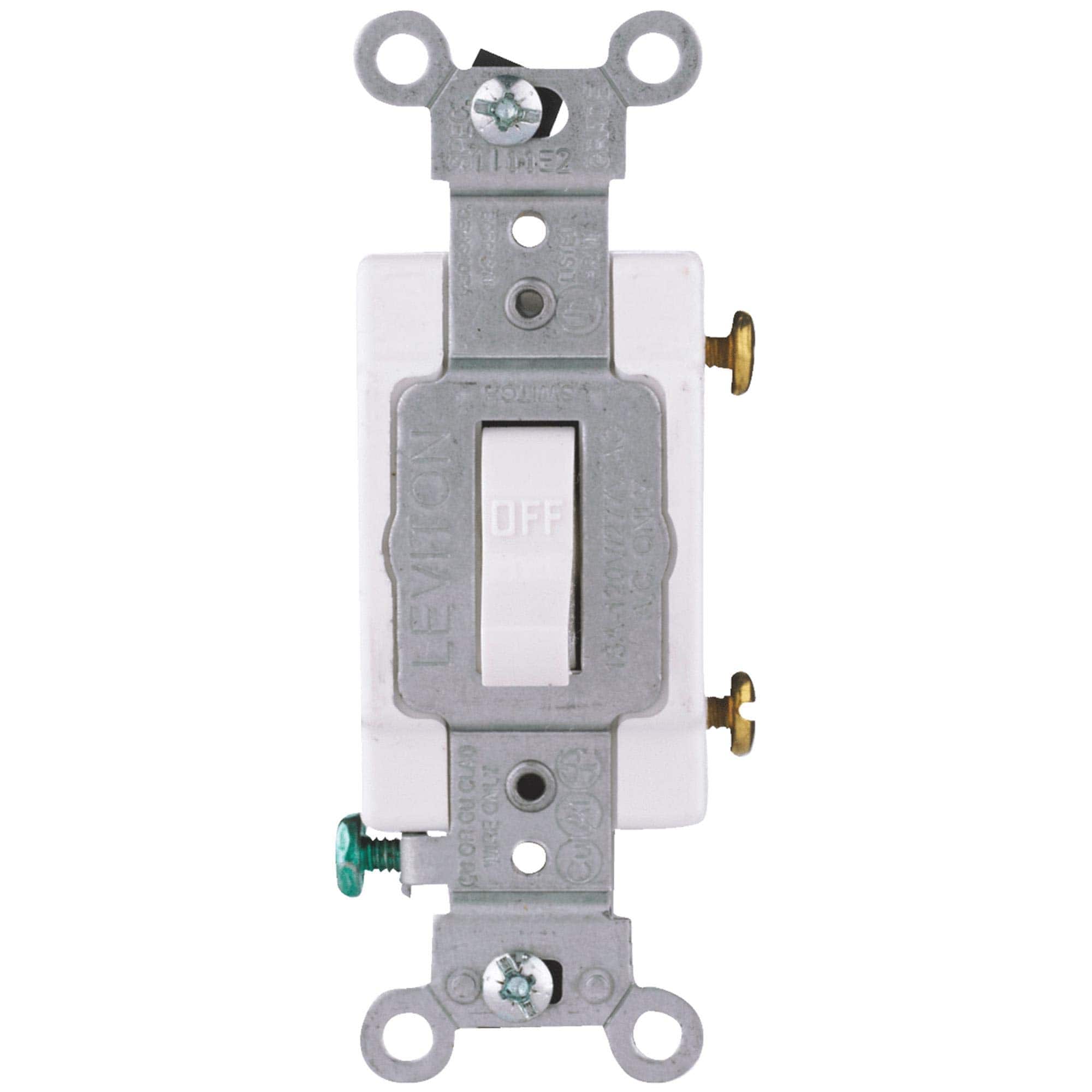 Leviton - Mfg S08-CS120-02W Commercial Grade Quiet Toggle Switch, 120/277V 20A - White