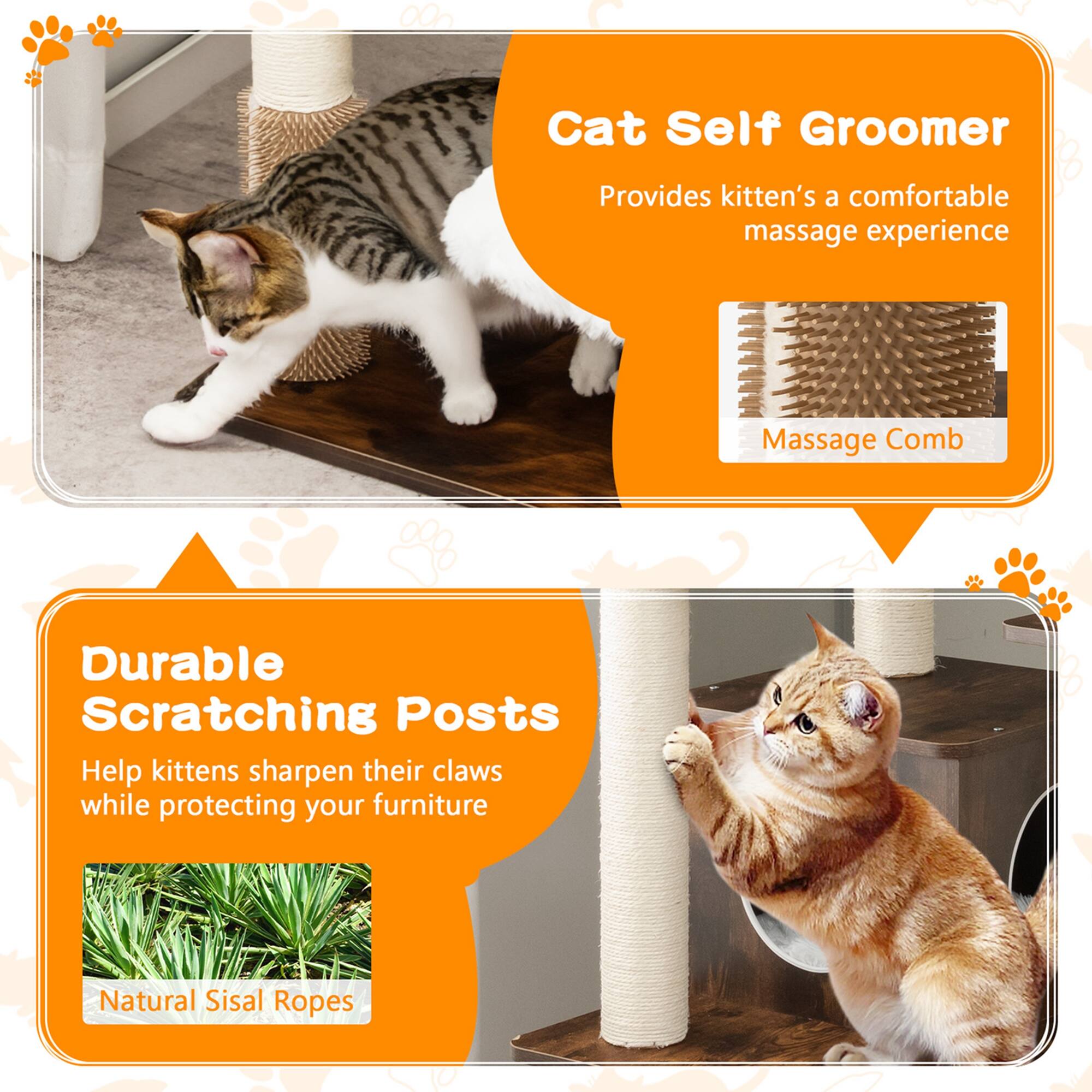Cat Self Groomer - Massage Comb
Durable Scratching Posts - Natural Sisal Ropes