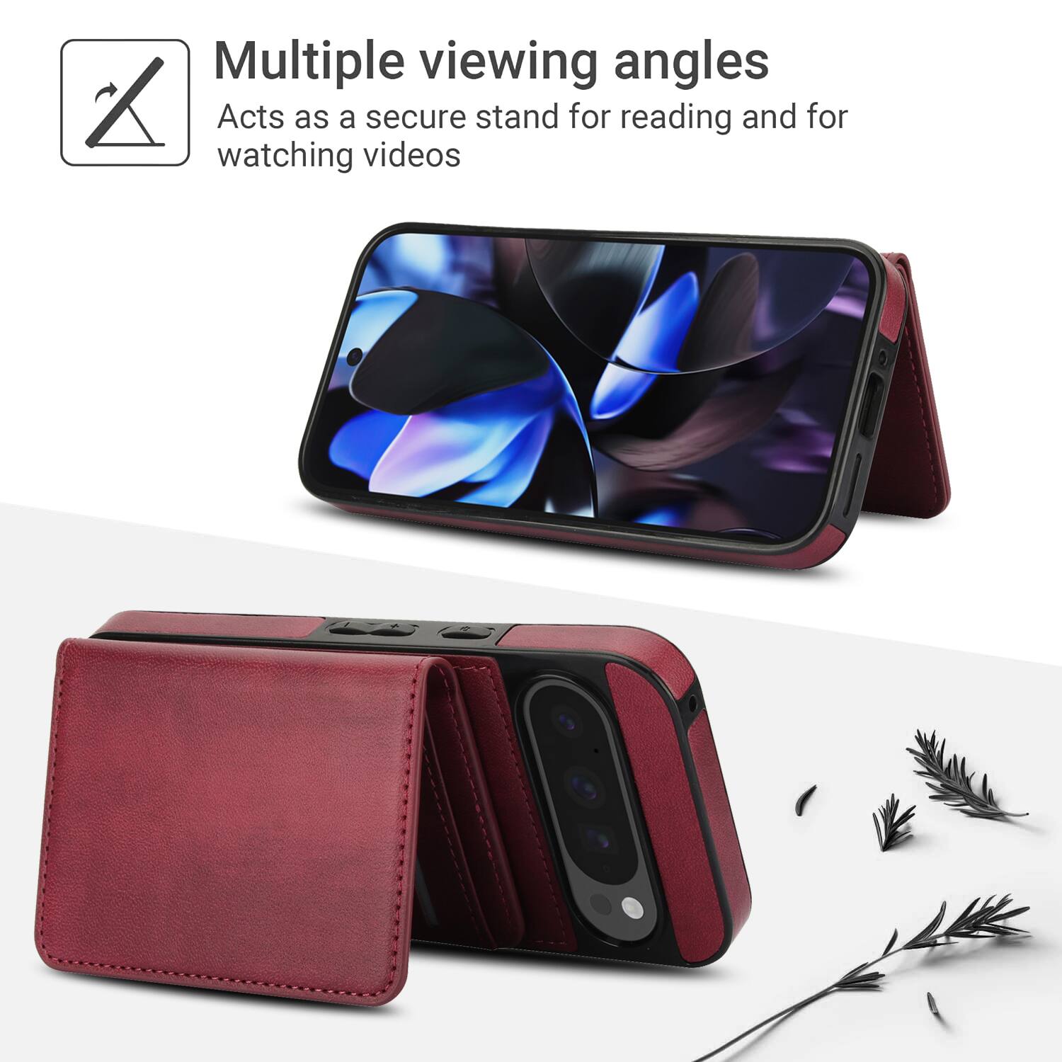Multiple viewing angles  
Acts as a secure stand for reading and for watching videos