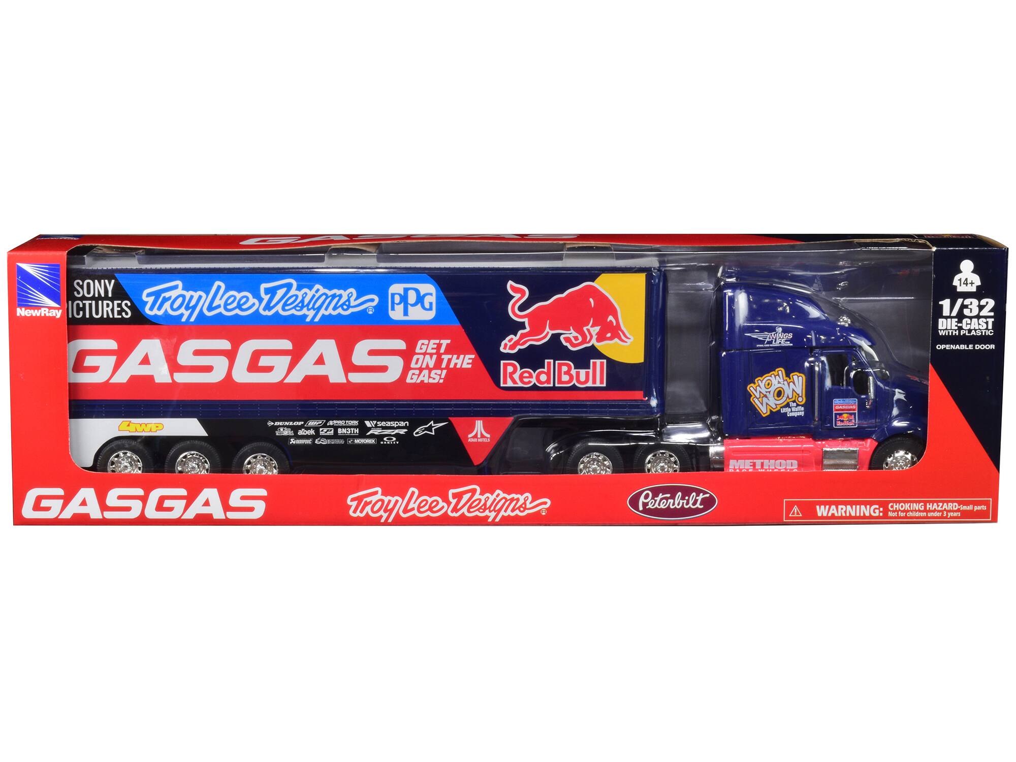 SONY NewRay PICTURES Troy Lee Designs PPG GASGAS GET ON THE Red Bull

14+ 1/32 DIE-CAST WITH PLASTIC OPENABLE DOOR

Troy Lee Designs METHOD Peterbilt

WARNING: CHOKING HAZARD - Small parts. Not for children under 3 years