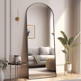 Hanke - Large Mirror Full Length Arched With Stand Floor Free Standing For Bedroom Hanging Or Leaning Body - Black 56"L x 18"W