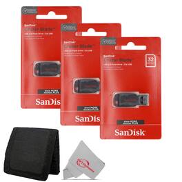 SanDisk Professional - 3x SanDisk Cruzer Blade USB Flash Drive - 32GB with Card Wallet - Red