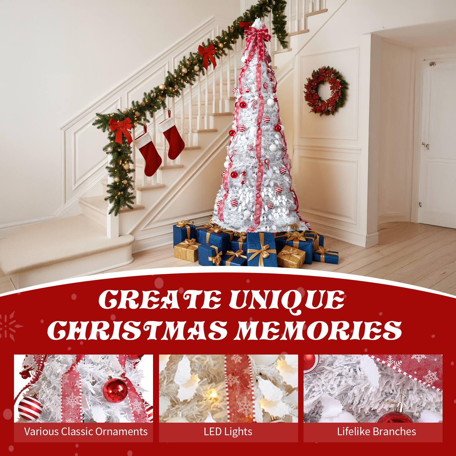GREATE UNIQUE CHRISTMAS MEMORIES

Various Classic Ornaments
LED Lights
Lifelike Branches