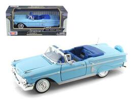 1958 Chevrolet Impala Convertible 1/24 Diecast Model Car by Motormax - Blue