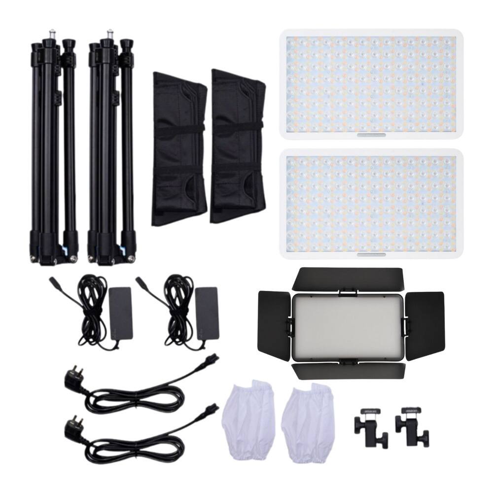 Front. Amaran - amaran Pano 60c 2-Light Kit (White) Bundle with Barn Doors.