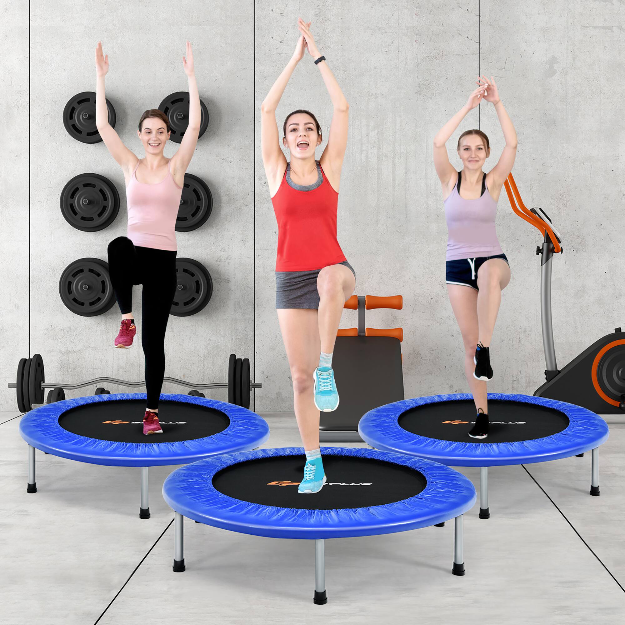 Alt View 1. Costway - Costway 38" Mini Folding Trampoline Portable Recreational Fitness Rebounder - Blue.