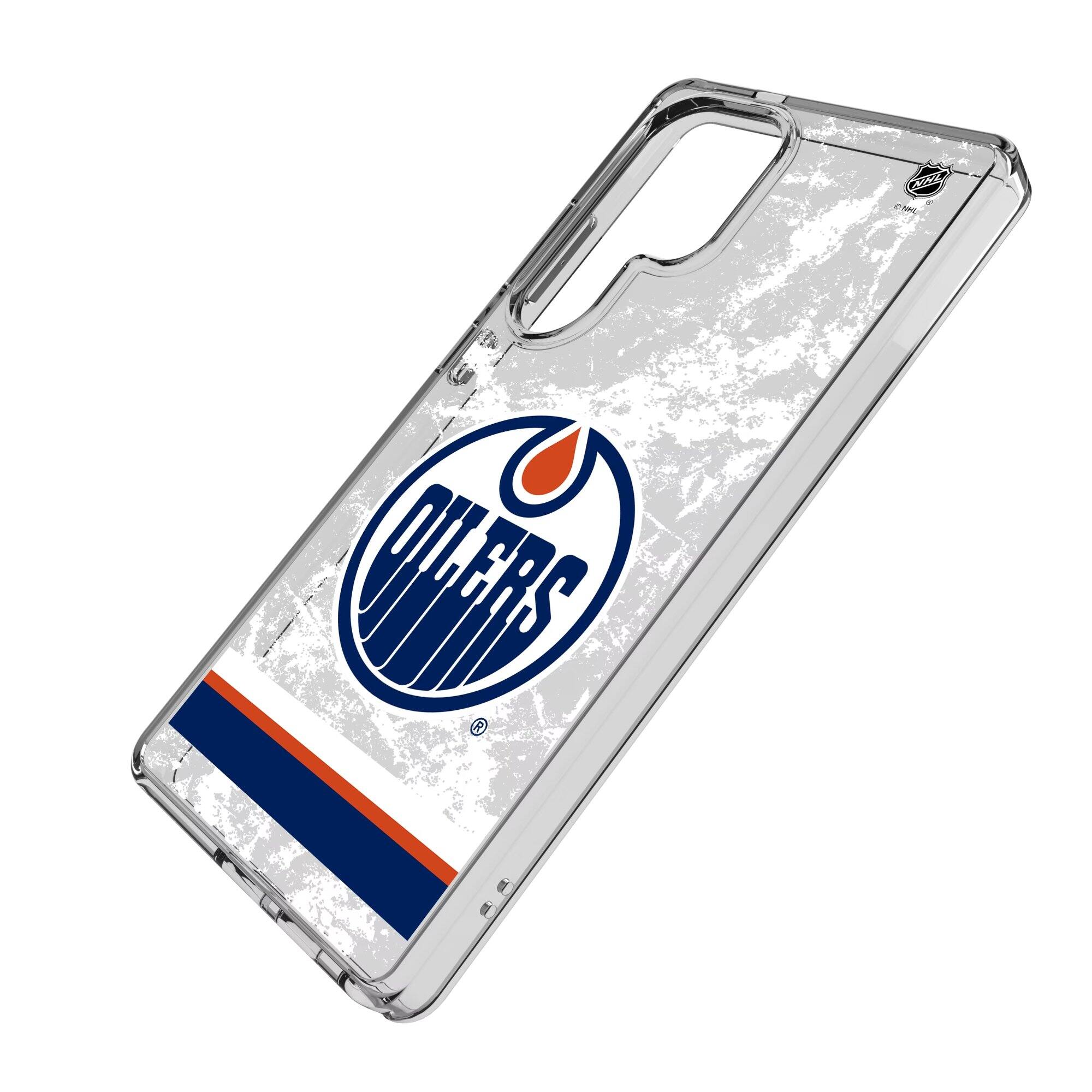 Alt View 1. Keyscaper - Edmonton Oilers Galaxy Stripe Clear Ice Case - S23 Ultra - Multicolor.