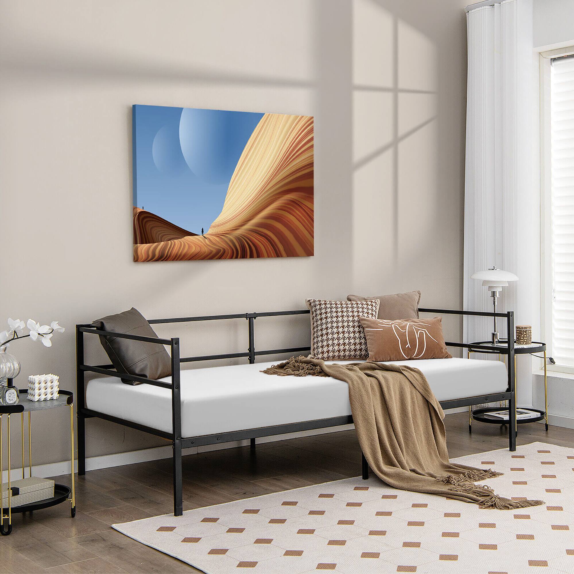 Alt View 9. Gymax - Gymax Twin Metal Daybed Frame Dual-use Platform Sofa Bed for Living Room Bedroom - Black.