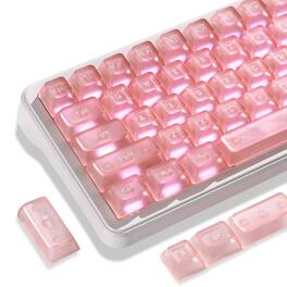 Womier - Clear Keycaps Set, Transparent Shine Through Keycap for MX-Compatible 61/68/84/87/98/100/104 Mechanical Keyboard - Pink