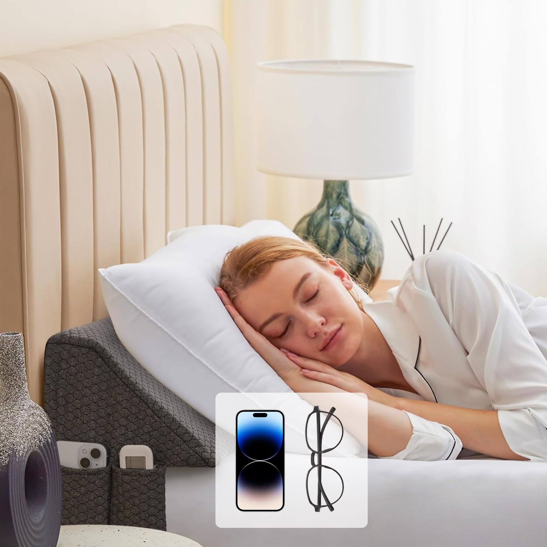 Alt View 6. Paradigms Interiors - King Wedge Pillow Headboard Bed For Foam Gap Filler - Fill The Mattress - White-King(76"x10"x6"-Large).