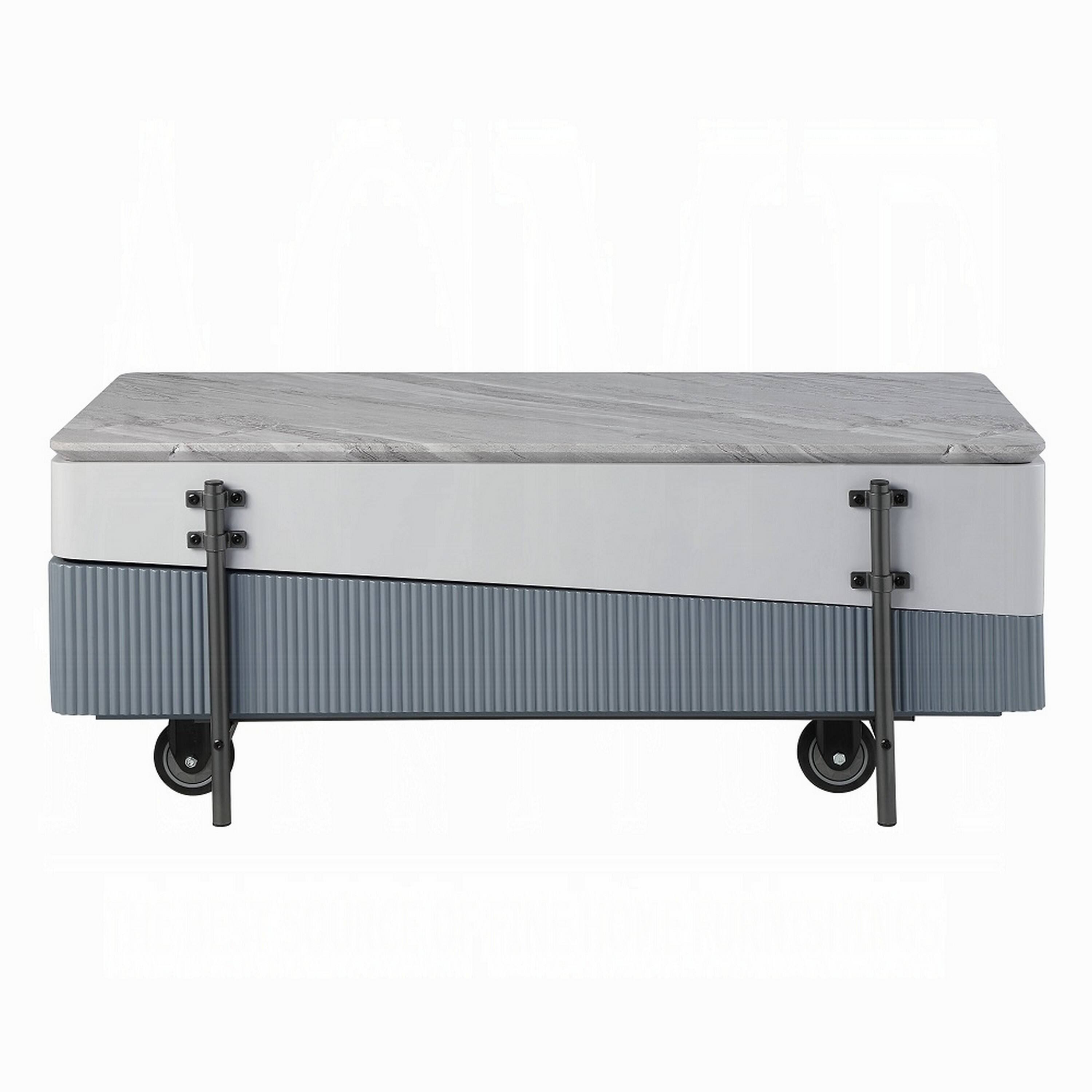 Alt View 1. Manhattan Lane - Mindy Coffee Table with Lift Top, 3 Compartments, 47 Inch - White, Gray, Black.
