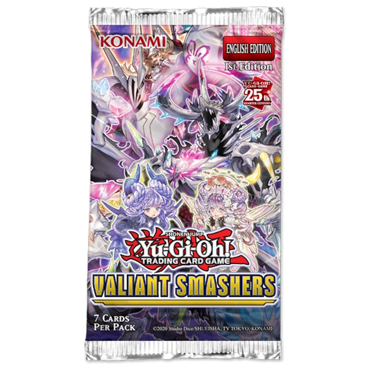 KONAMI ENGLISH EDITION 1st Edition YU-GI-OH! CARD GAME 25th ANNIVERSARY SHONENJUMP Yu-Gi-Oh! TRADING CARD GAME VALIANT SMASHERS 7 CARDS PER PACK 2020 Studio Dice SHUEISHA, TV TOKYO, KONAMI