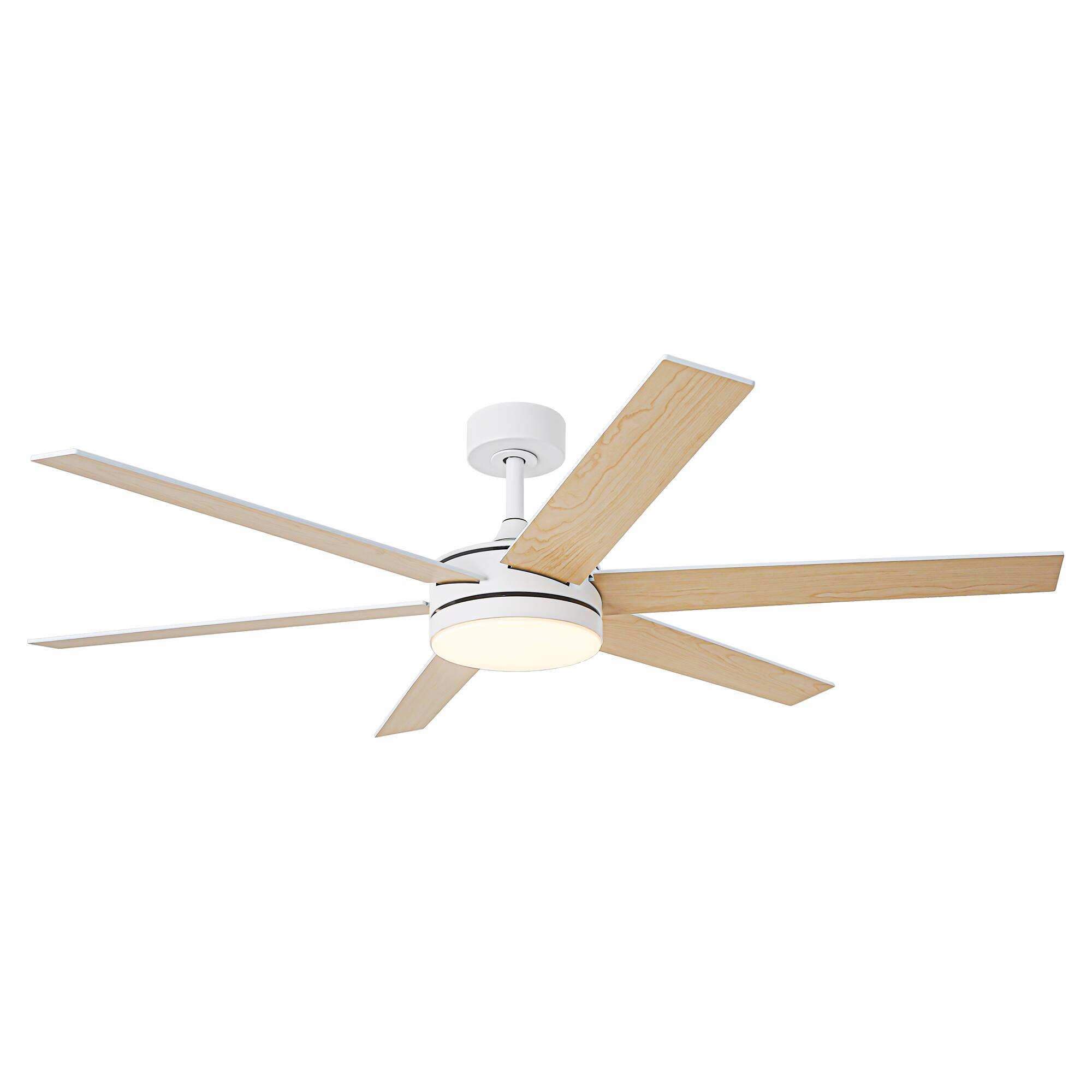 Alt View 9. Vaczon - 60" Modern White 3CCT Integrated LED Ceiling Fan with Remote and APP - White.