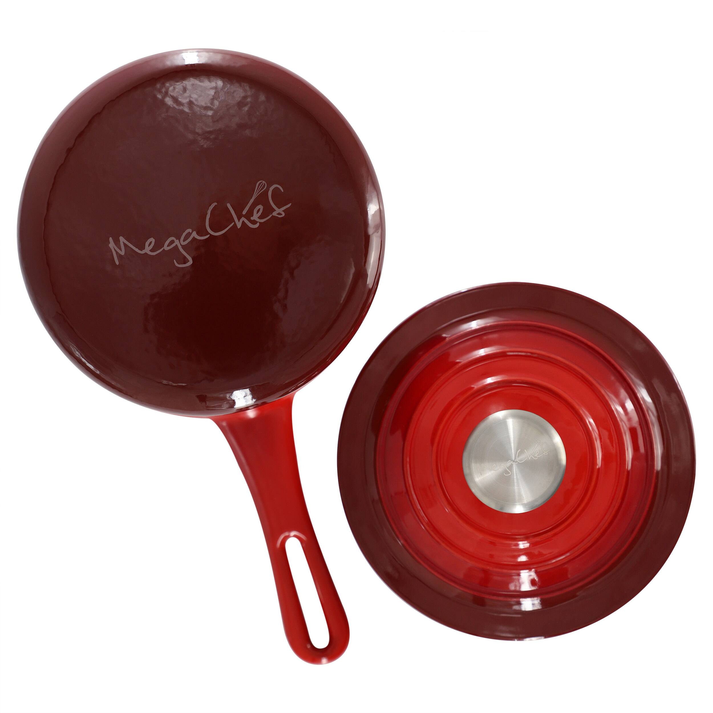 Alt View 5. Mega Chef - MegaChef 2 Quart Enameled Cast Iron Sauce Pan in Gradient Red - Red.
