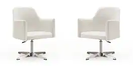 Manhattan Comfort - Pelo Modern Vegan Leather Swivel Lounge Chair - Set of 2 - White