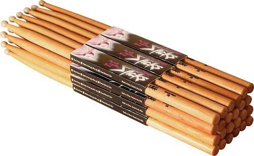 Angle Standard. On-Stage - 5A American Hickory Wood Drumsticks (12 Pairs).
