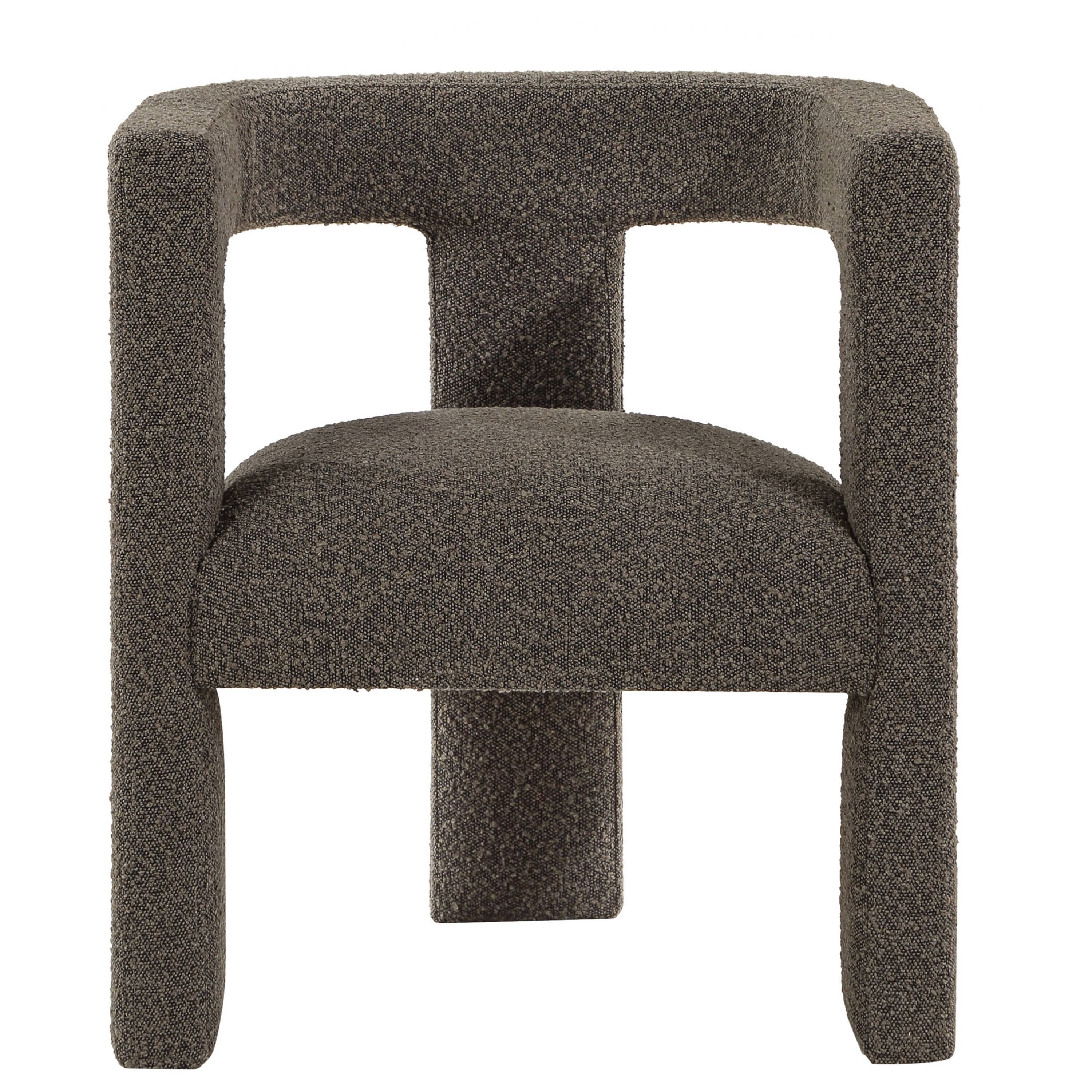 Alt View 1. Manhattan Lane - Hellen Accent Side Chair, Fully Upholstered Chocolate Brown Boucle Fabric - Chocolate Brown.