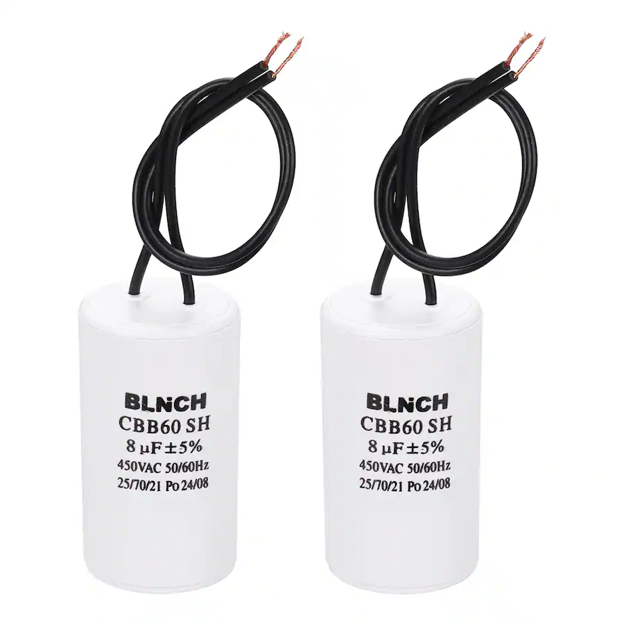 Compressor Mag Wire Unique Bargains 2pcs 8uF CBB60 Running Capacitor, AC 450V 2 Wire for ...