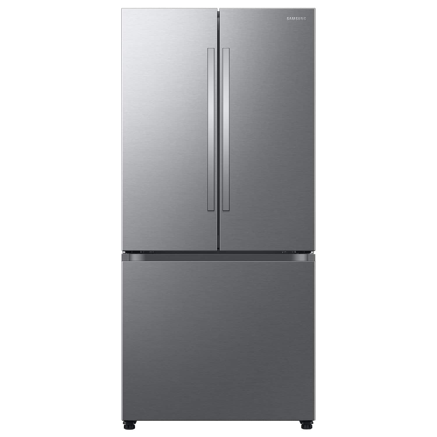 Front. Samsung - 33 in. Wide Bespoke AI 25 cu. ft. 3-Door French Door Refrigerator with Auto Ice Maker & All-Around Cooling - Stainless Steel.