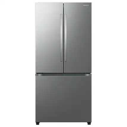 Front. Samsung - Bespoke AI 25 cu. ft. 3-Door French Door Refrigerator with Auto Ice Maker & All-Around Cooling - Stainless Steel.
