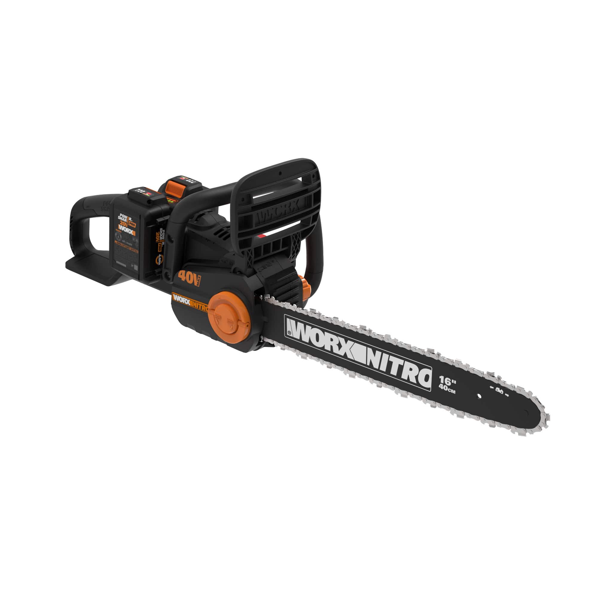 WORX - WG385 40V 16" Cordless Brushless Electric Chainsaw (2 x 4.0 Ah Batteries and 1 x Charger) - Black - Front_Zoom