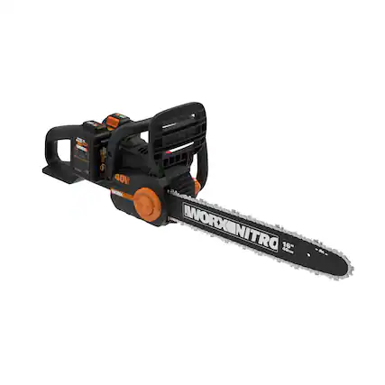 Front. WORX - WG385 40V 16" Cordless Brushless Electric Chainsaw (2 x 4.0 Ah Batteries and 1 x Charger) - Black.