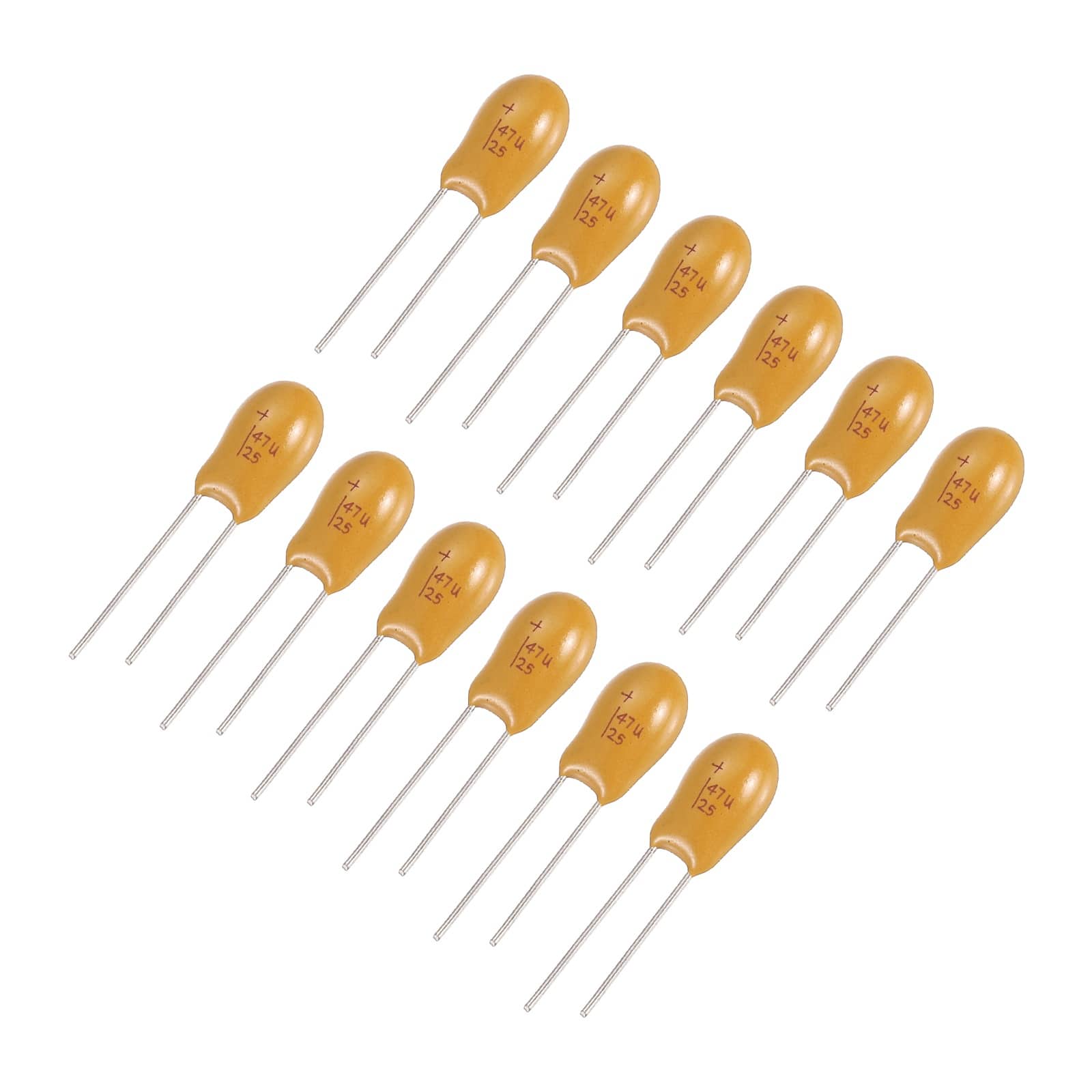 Unique Bargains - Tantalum Capacitor 47uF 25V Yellow Radial Dipped, for Circuit Boards/DIY/Computer, 12pcs - Orange price history on PriceWatchPro