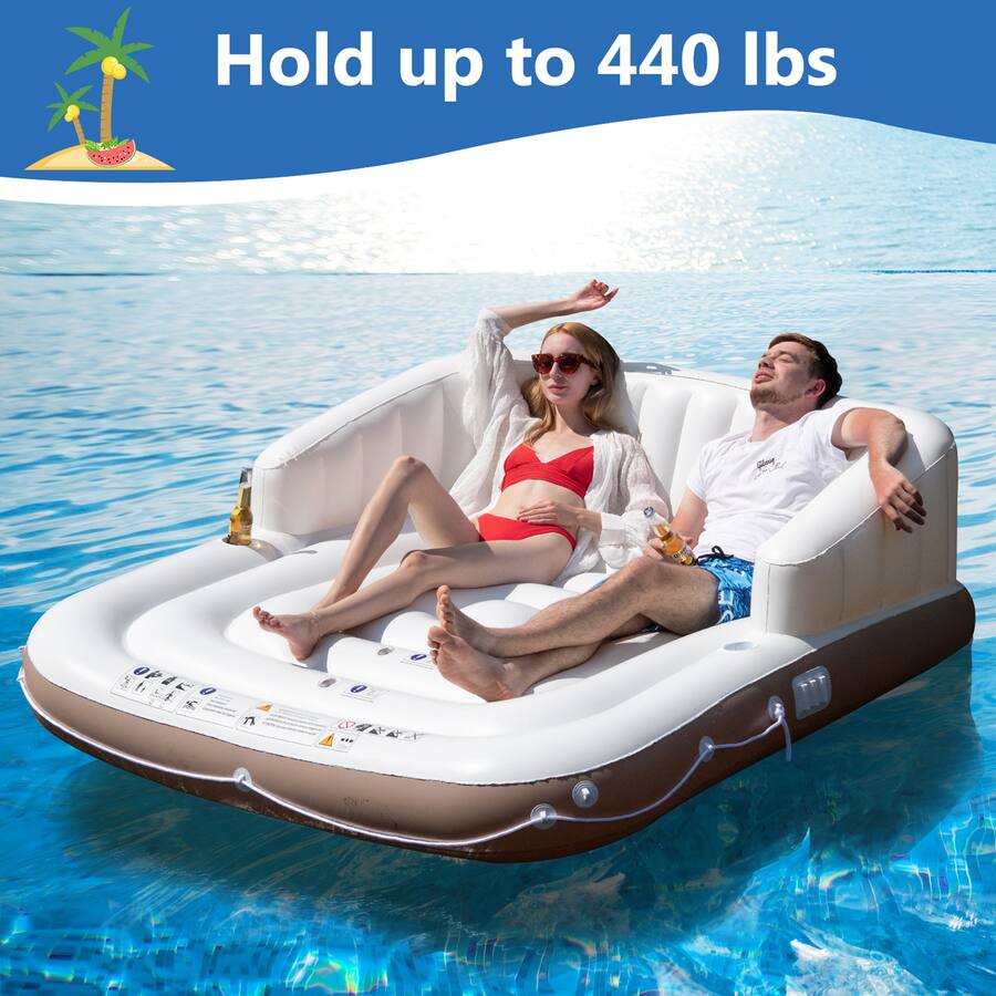 White Inflatable Pool Float Raft Gymax Floating Canopy Island Inflatable Pool Float Lounge Raft w ...