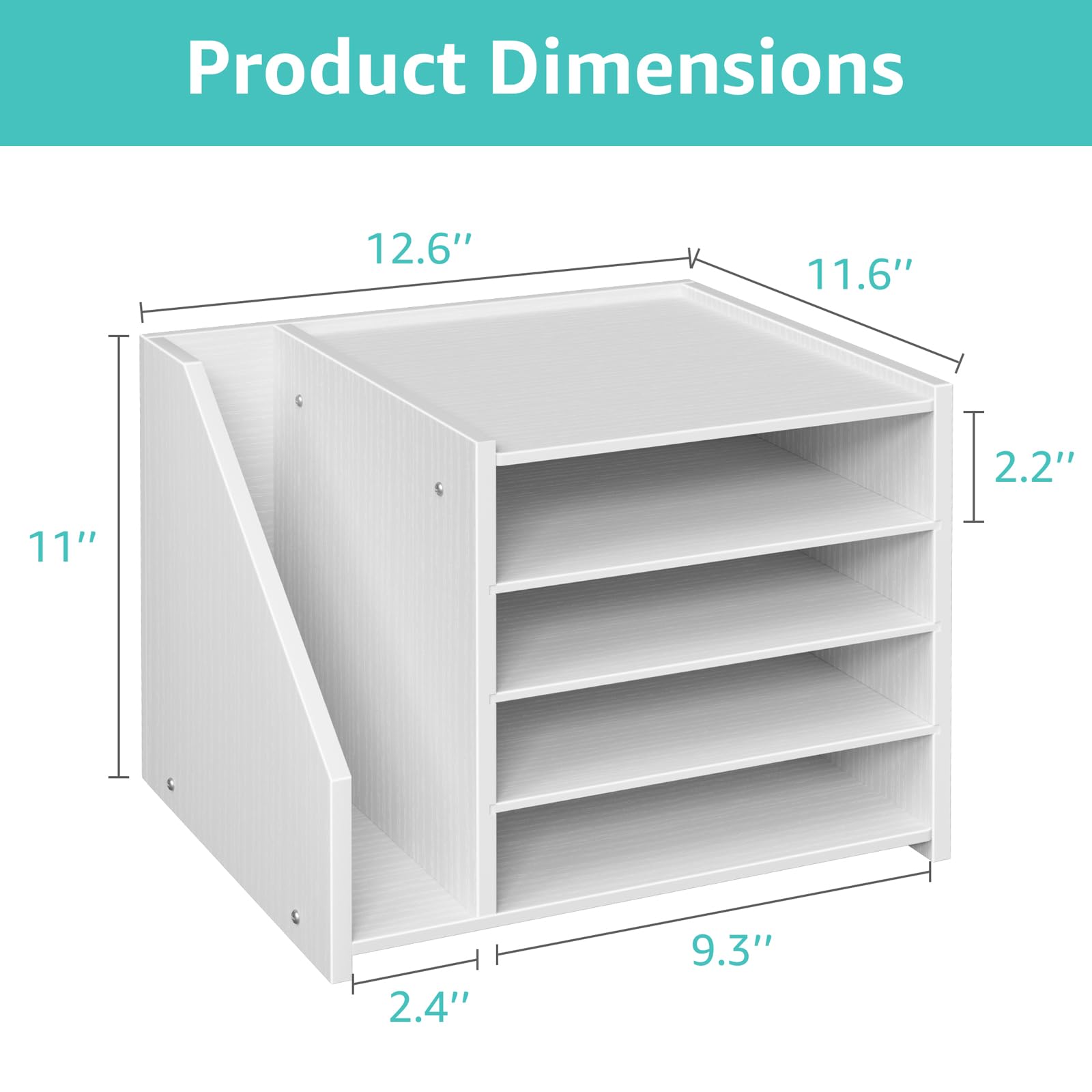 Product Dimensions

- Length: 12.6"
- Width: 11.6"
- Height: 11"
- Depth: 9.3"
- Shelf Depth: 2.2"
- Shelf Spacing: 2.4"