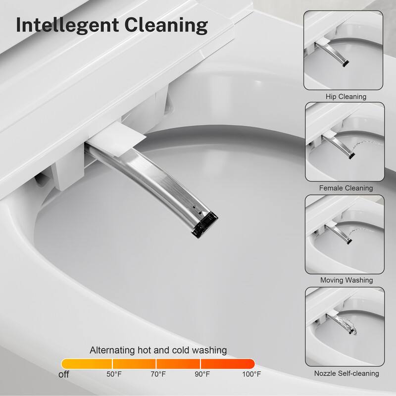 Intelligent Cleaning

- Hip Cleaning
- Female Cleaning
- Moving Washing
- Nozzle Self-cleaning

Alternating hot and cold washing

off 50°F 70°F 90°F 100°F