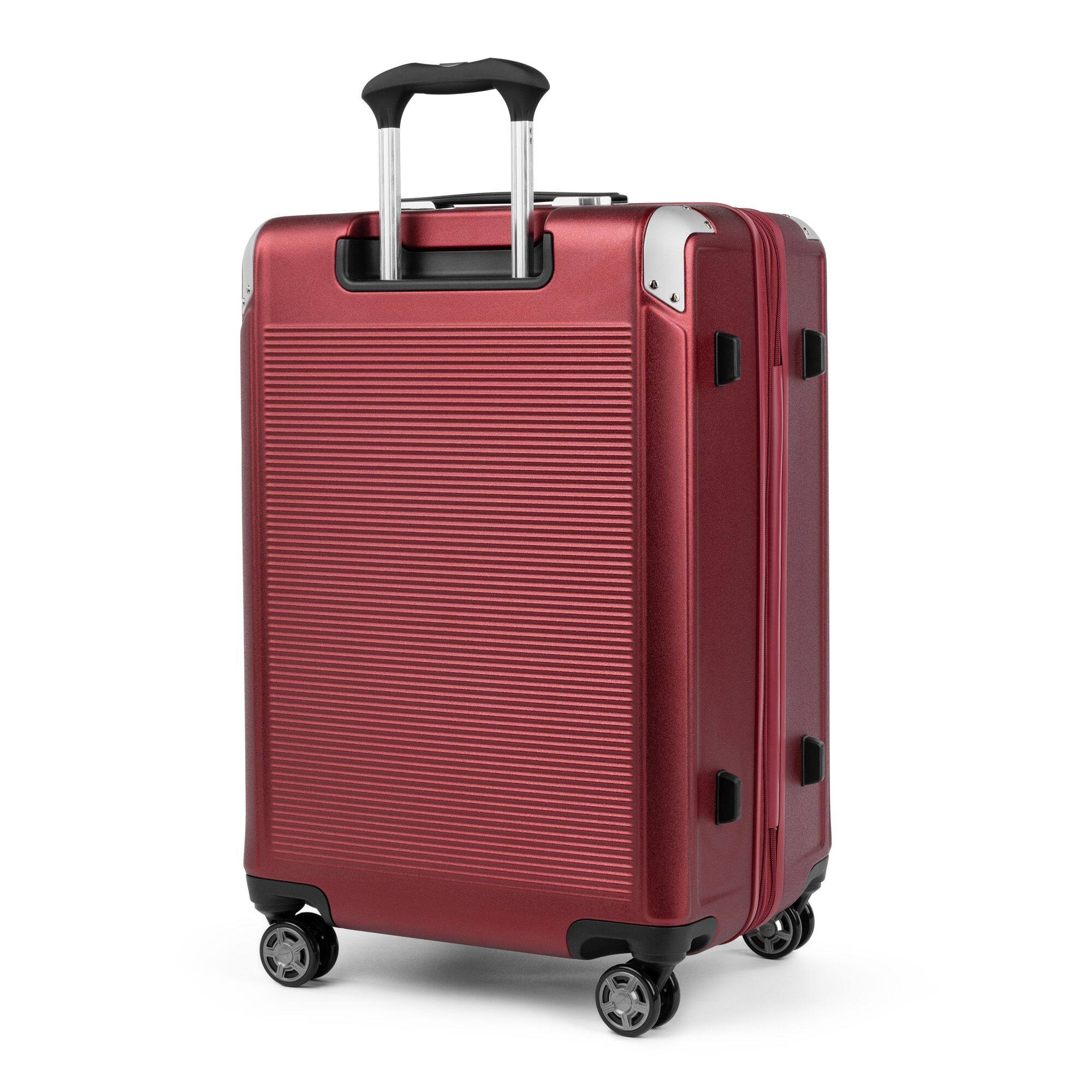Left. Travelpro - Platinum Elite Hardside Expandable 25" Medium Checked Spinner Luggage - Daring Red.