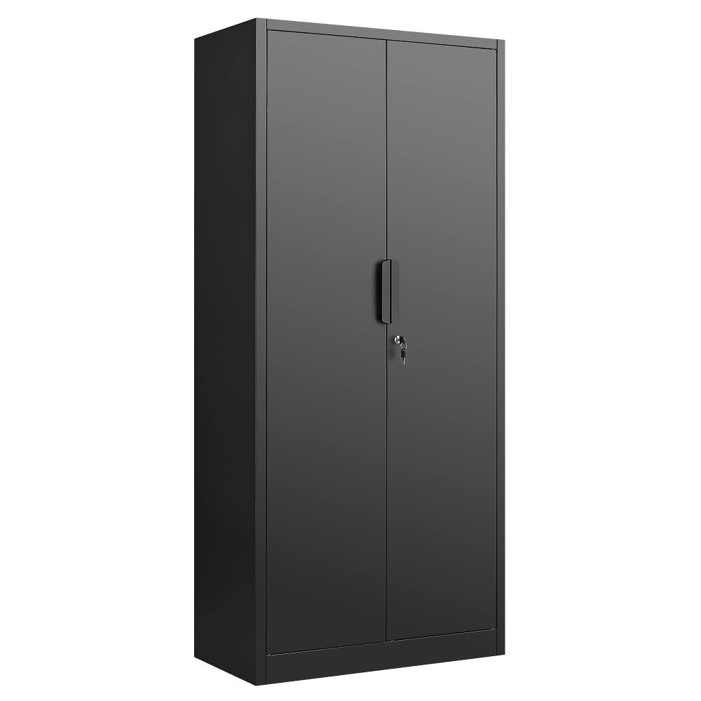Alt View 2. Loheer - Loheer 70-Inch 2-Door File Cabinet with Lock Heavy-Duty Steel Storage Cabinet 4 Adjustable Shelves for Home Office Black.